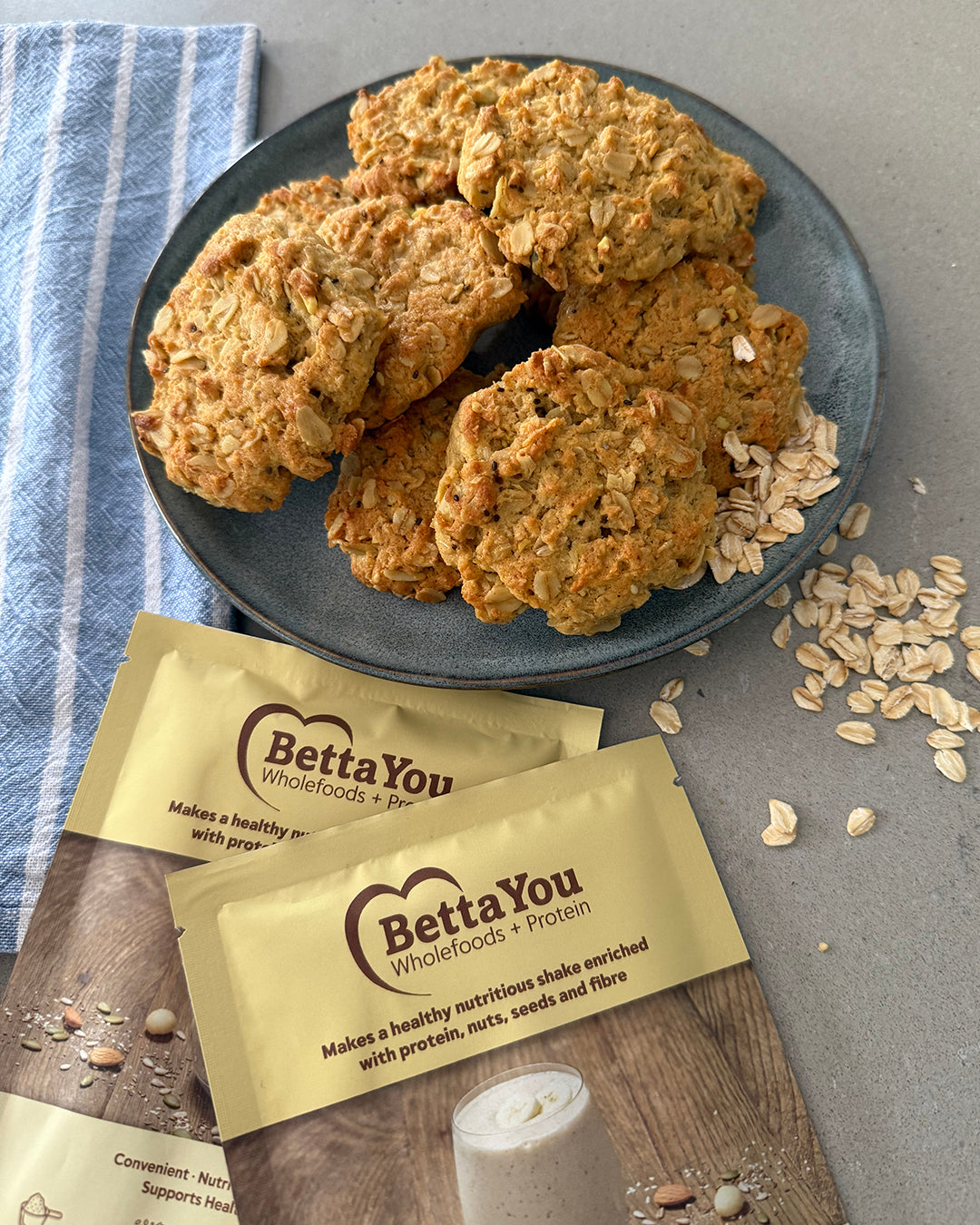BettaYou banana oat biscuits cooling on a tray