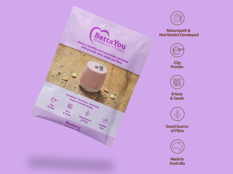 BettaYou blueberry wholefood protein blend as an alternative to meal replacement shakes